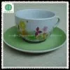 220cc Light Green Decal Cup and Saucer