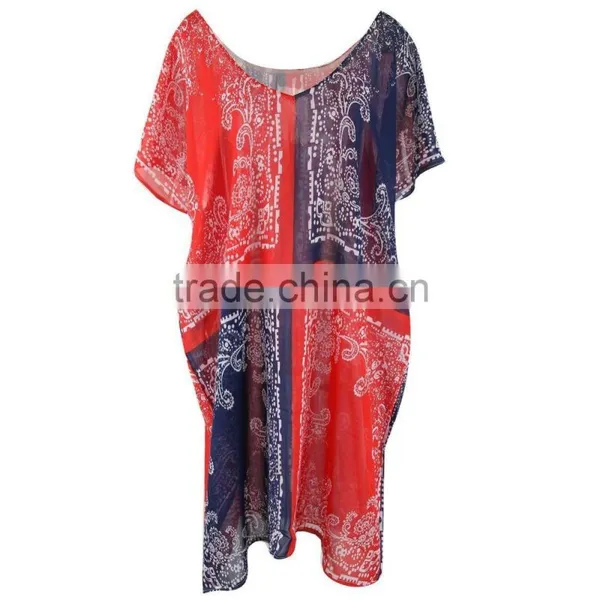 Women Plus Size Beach Bohemian Printed Dress India Ladies Chiffon Boho Loose Maxi Dresses photo-5