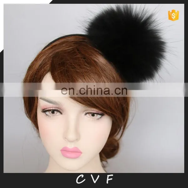 Big Raccoon Fur Pompom Hairband Single Real Fur Ball Accessory Headband