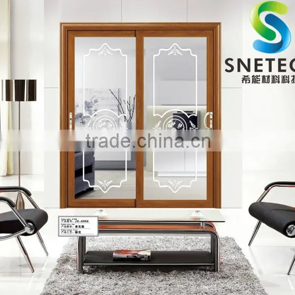 Brown Frames Tempered Glass With Simple Patterns for Partition Sliding Doors
