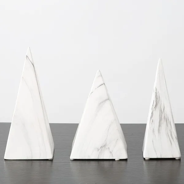 Water Transfer Printing Pyramid Figure Marble Triangular White Home Art Decoration photo-3