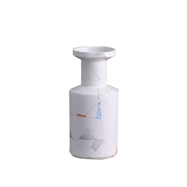 Nordic Simple Style White Geometric Puzzles Olive Jingdezhen Ceramic Vase Home Decoration photo-5