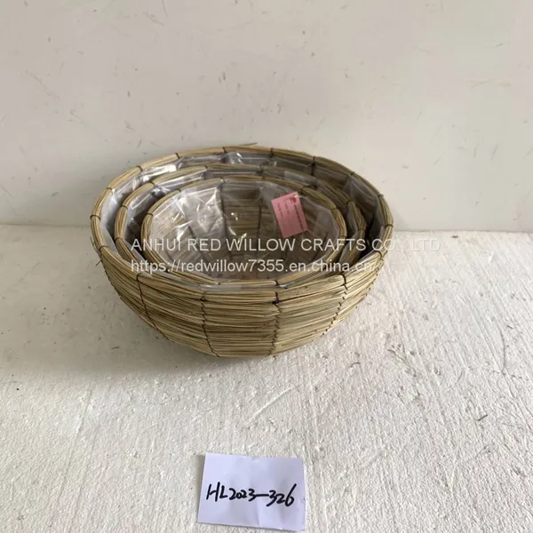 Decorative Natural Cattail Storage Basket With Good Quality For Fruit And Plant