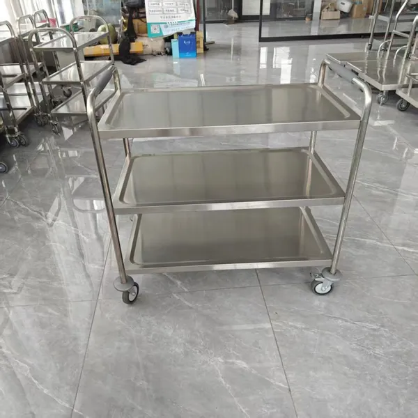 Factory Price Commercial Stainless Steel Trolley Kitchen Serving Trolley 3 Tier Dining Trolley