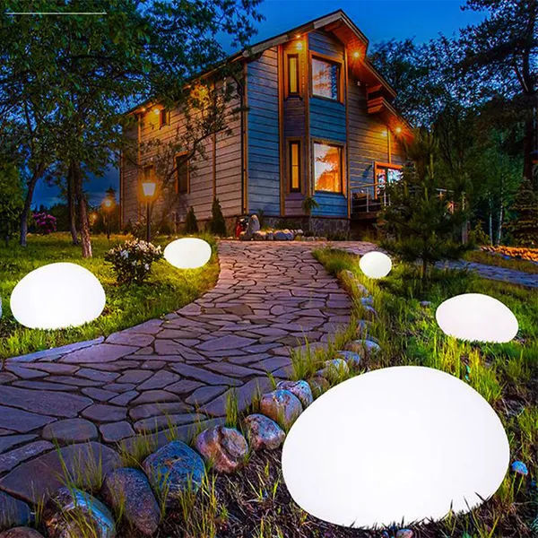 Lawn Yard Patio Driveway Outdoor Decorative Light Solar LED Stone/outdoor Garden Patio Solar Led Ball Sphere Stone Light Lamp photo-3