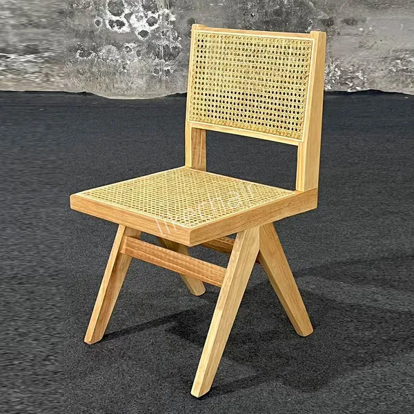 Nordic Retro Bent Wood Rattan Dining Chair Solid Oak Strong Backrest Home Bar Gym Cafe Restaurant Living Room Use photo-2