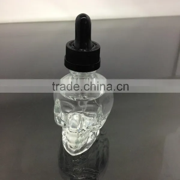 30ml Skull Shaped Essential Oil Glass Bottle With Childproof Dropper Cap