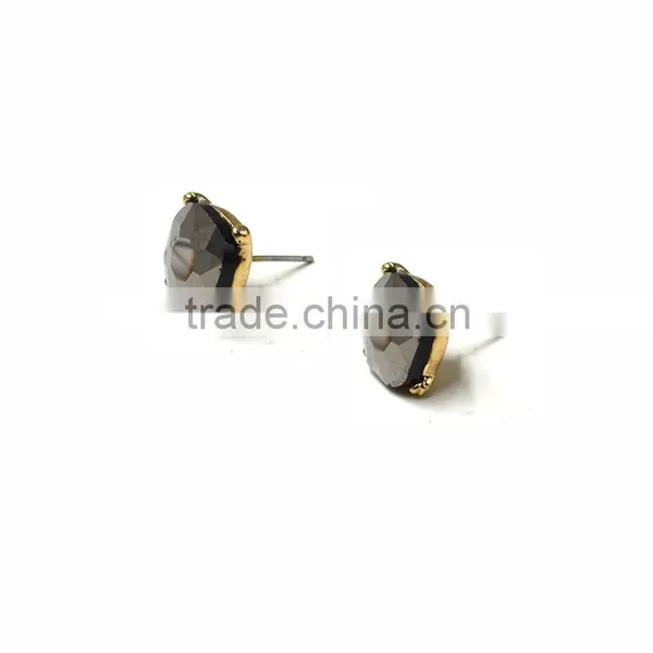 High Quality Cool Black Single Crystal Stone Jewelry Men Daily Wear Stud Earrings photo-2