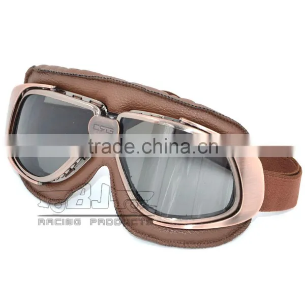 BJ-GT-010 New Arrival Coffee Leather Motorcycle Protection Glasses Protective Goggles photo-5
