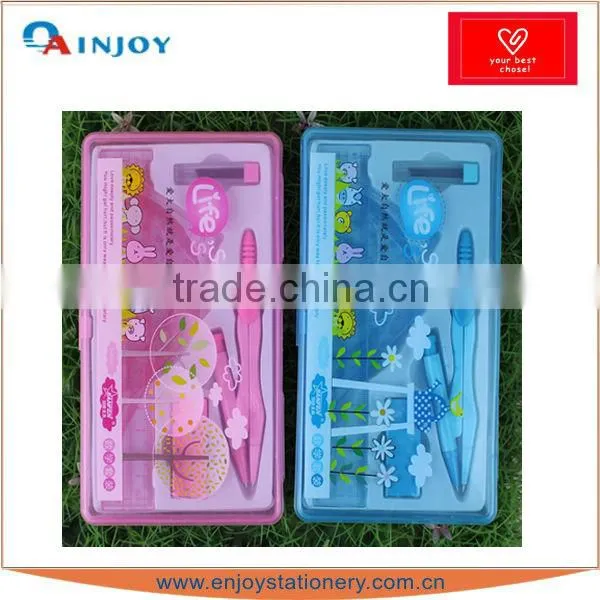 pink&blue school math set compass