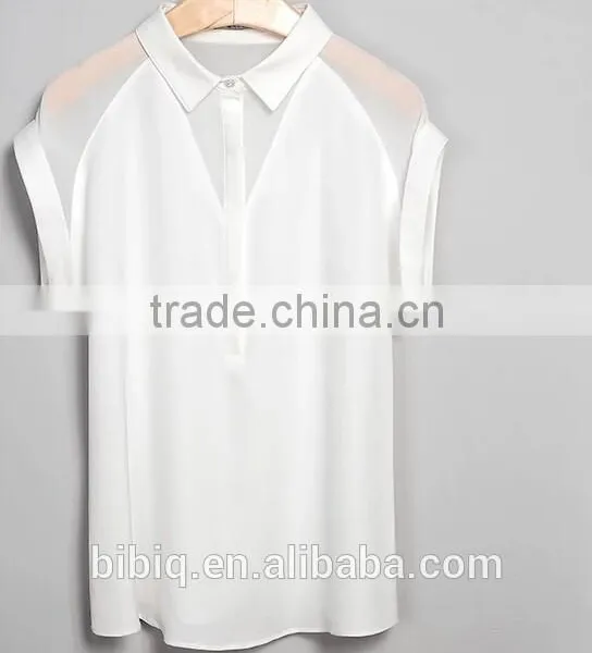 2015 Fashion Design White Loose Cardigan Women Chiffon Shirt photo-4