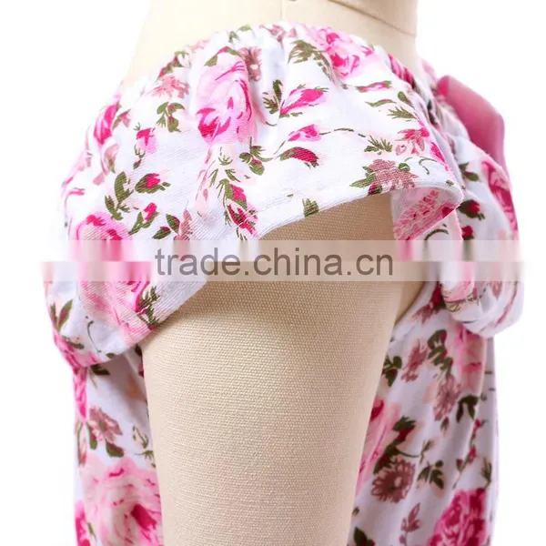 2016 Wholesale Vintage Soft Cotton Sleeveless Baby Rompers With Bow For Toddler Girls photo-5