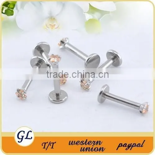 LR01005 Stainless Steel 16G Zircon Lip Labret Ring photo-4