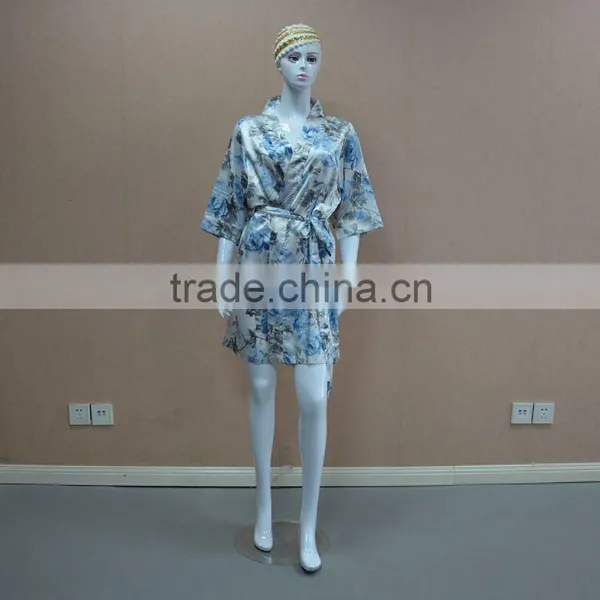 Short Sexy Printing Slik-like Satin Pajamas/ Satin Nightgown photo-3