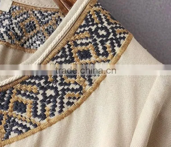 Latest Design Long Sleeve Cotton Tassel Embroidered Tunic Mini Dresses photo-3