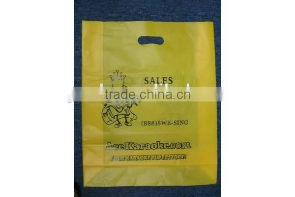 Custom Art Printing Plastic PE Die Cut Side Bottom Gusset Shopping Poly Bag