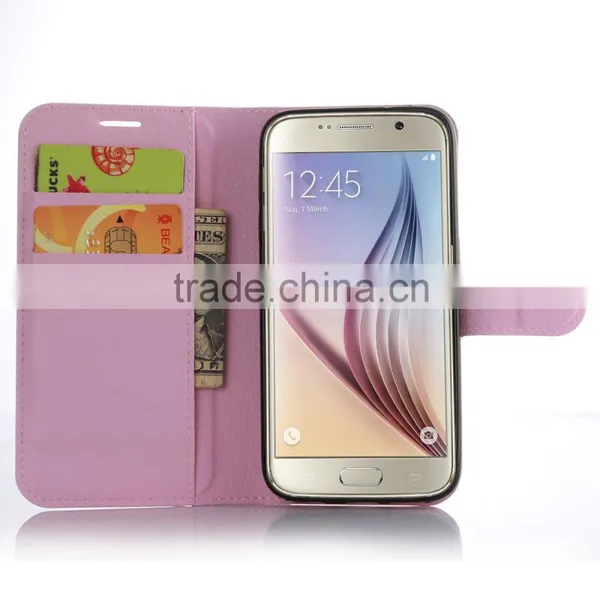 HOT SELLING Luxury Case for Samsung GALAXY S7 PU Lichee Leather Flip Cover With Wallet photo-4