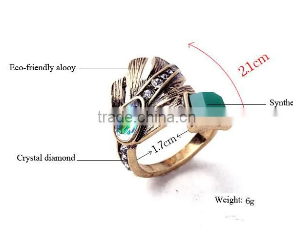 Punk Style Ring Designs Antique Gold Plated Crystal Cluster Leaf Irregular Finger Rings For Women photo-2