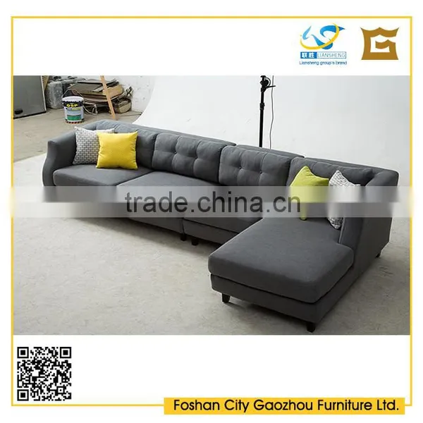 Contemporary Style Nordic Wooden Legs L-shaped Sectional Sofa Leisure Style Durable Fabric Sofa in Living Room photo-4