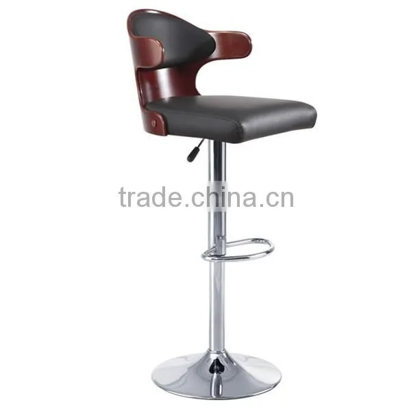 Bent Plywood Seat Bar Stool,chromed Gas Lift and Base, Height Adjustable Bar Stool HY2022H photo-3