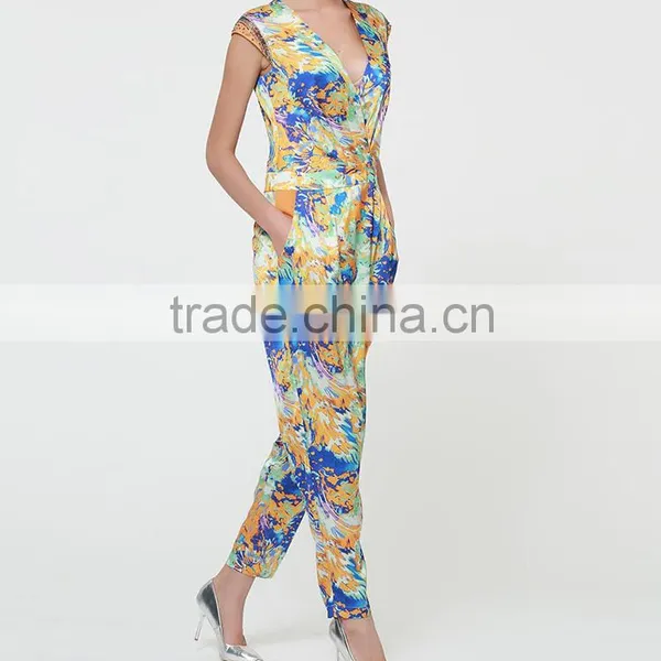Wholesale Fantasy Print Capri Woman Sleeveless Long Jumpsuits for Summer photo-5