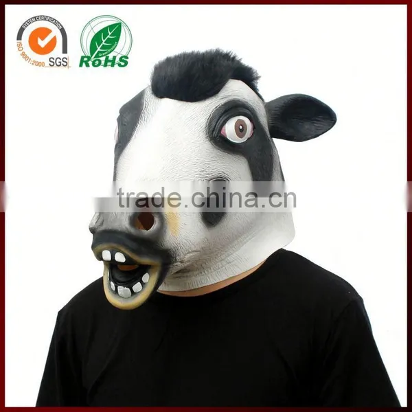 Halloween Costume Realistic Animal Cow Full Head Party Face Latex Mask photo-2