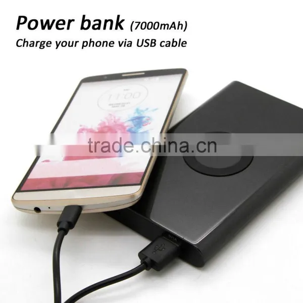 2-in-1 Qi Standard Inductive Charger W/ 7000mAh Power Bank For Mobile Phones Tablets... photo-6