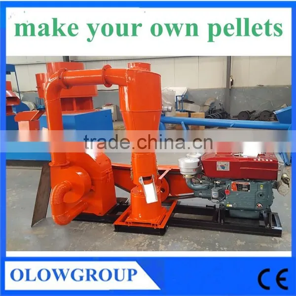 Very Popular Diesel Engine Biomass Pellet Producing Equipment/device With Crusher With Diesel Motor Togther