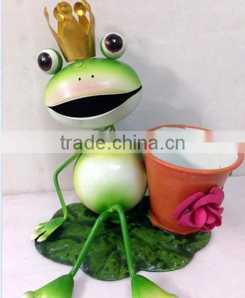 Garden Decoration Sitting Frog Metal Frog Garden Art Metal Garden Decoration Gerden Decor Stakes Metal Frog With Frlower Pot photo-6