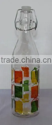 Factory Supplier Custom Shape Drink Water Fruit Juice Food Hand Painted Deco Home Glass Bottle photo-1