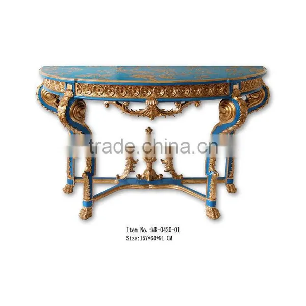 Hand Drawing Room Furniture Baroque Style Hallway Console Table and Mirror photo-5