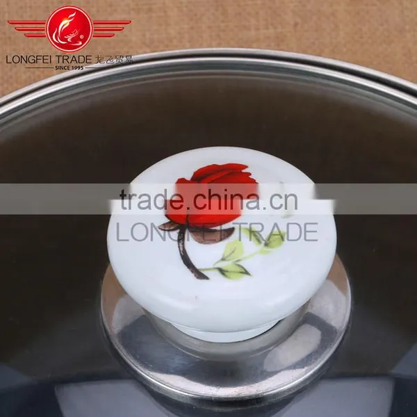 Enamel Decal Full Flower Casserole Cooking Pot Stew Pot Turkey Pot With Glass Lid photo-5