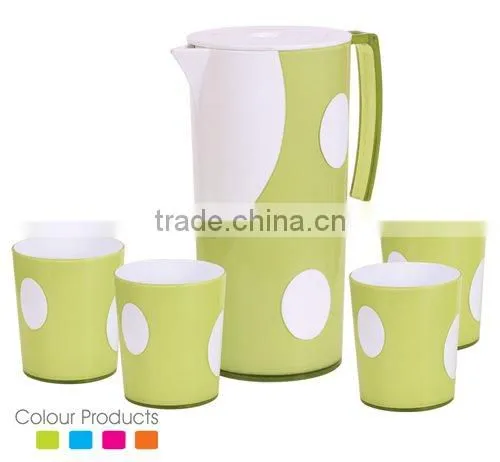 5 Pcs Plastic Pitcher Set,water Pitcher Set,one Pitcher With Four Cups Set
