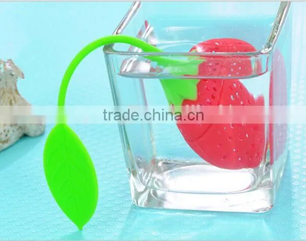 Silicone Strawberry Loose Tea Leaf Strainer Herbal Spice Infuser Filter Diffuser photo-4