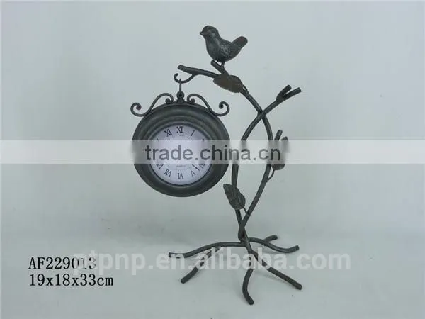 Hot Sale Home Decor Antique Decorative Desk Table Metal Clock Wooden Clock