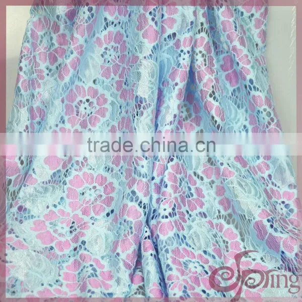 Blue and Pink Embroidery Lace, French Lace Fabric Cotton Lace for Dress,blouse