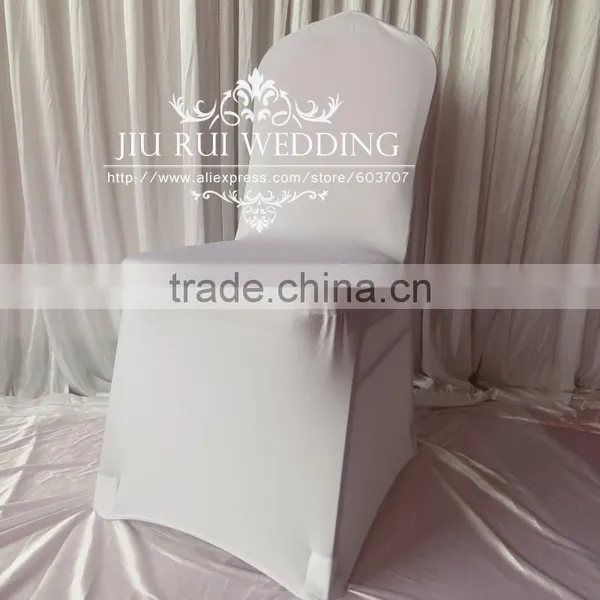 White Universal Ruched at Back Spandex Chair Cover Pleated Lycra Chair Cover for Wedding Decor photo-4