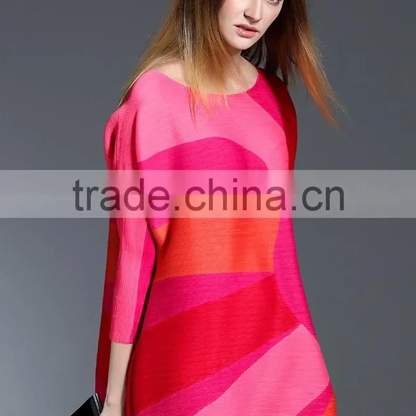 Gored Bright Color Large Size Women Plicated Dresses Wholesale photo-6