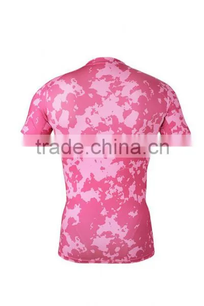 Custom Made Short Sleeve Pink Sublimation Compression Shirt Rash Guard 2016 Super Man photo-2