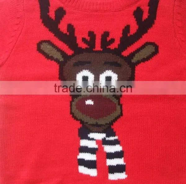 High Quality New Design Pullover Reindeer Christmas Kids Knitwear 2017 (BKN5315) photo-3