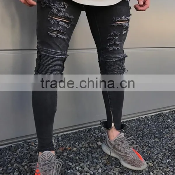 2017 New Arrival Custom Skinny Distressed Jeans Men Fashion Wholesale New Model Jeans Pants photo-2