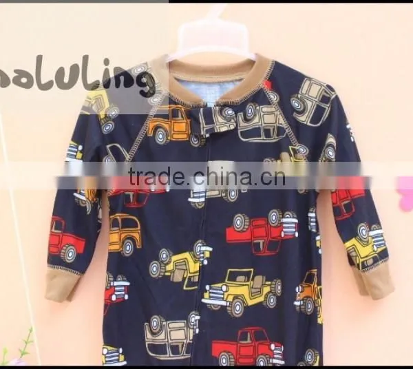 TinaLuLing 100% Cotton Wholesale Baby Winter Footed Pajamas Boys Car Design One Piece Pajamas photo-2
