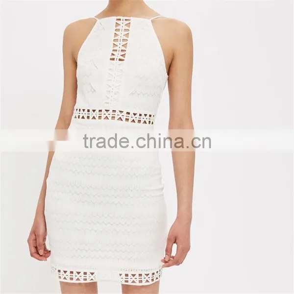2017 Wholesale Top Design Crochet Trim Tight Mini Dress for Ladies photo-2