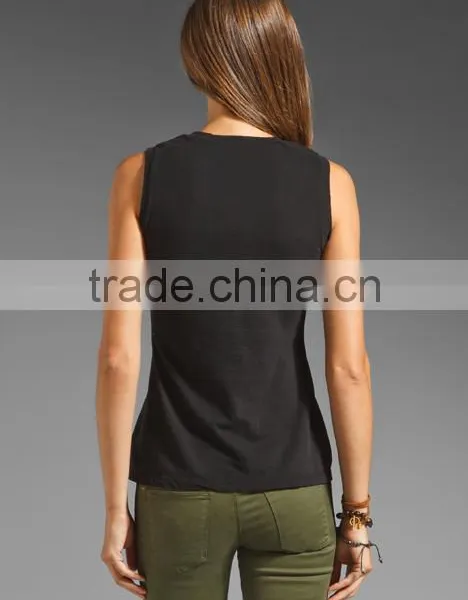 Sanded Jersey Wide Strap Plain Tank Top photo-3