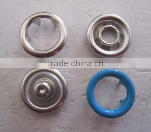 Enviromental-friendly Baby Jumpsuit Brass 4 Part Nickel Color Ring Style Prong Snap Button 9.5mm photo-5