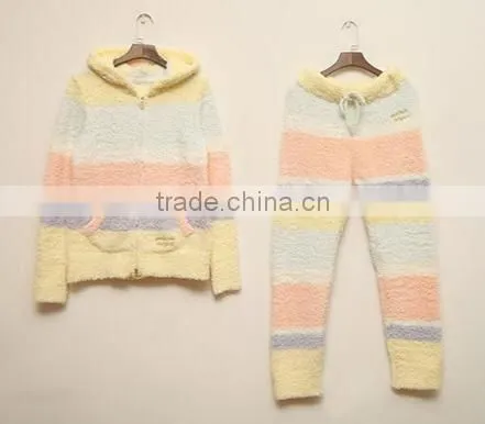 Colorful Best Quality Comfortable Fleece Women Sleepwear With Zipper