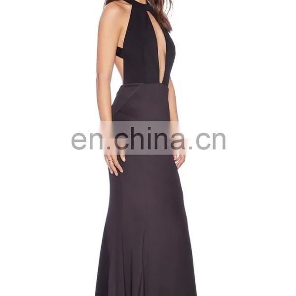 Ladies Black Sexy Long Evening Dress Sexy Halter Neck Evening Gown Evening Dress With Open Back Long photo-4