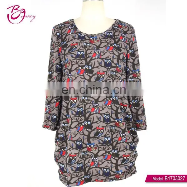 Round Neck Checked Womens Long Sleeve Casual Polyester Top photo-3