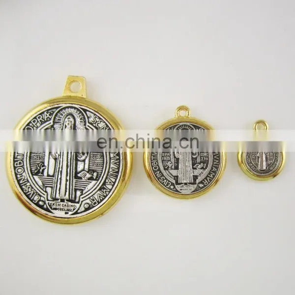 Gold and Silver Tone Saint Benedict Medal Pendants photo-2