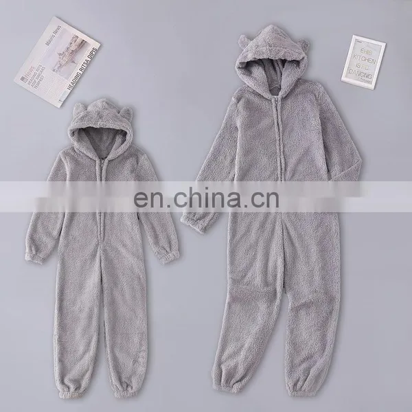 Hot Style Mom Plus Size Plush Jumpsuit Hooded Pajamas Parent-child Mom and me Sleeping Wear photo-4